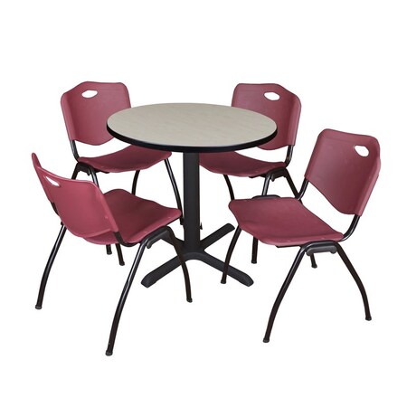 Cain Cain Round Table & Chair Set, Wood, Metal, Plastic Top, Maple TB30RNDPL47BY